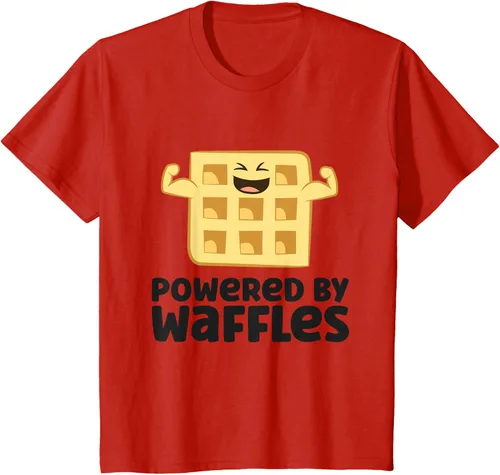 Vista 3 de Camiseta de gofres para el desayuno con diseño de gofres, Blanco, S
