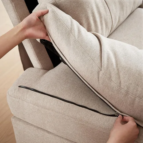 Vista 5 de Sofá modular de 111 pulgadas para sala de estar, sofá en forma de U de 4 plazas con doble diván de fibra de poliéster, beige