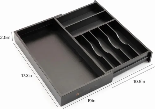 Vista 8 de KitchenEdge Organizador Premium de Cubiertos, Vajilla y Utensilios para Cajones de Cocina, Grado Comercial Apto para Alimentos, Expandible de 10.5 a