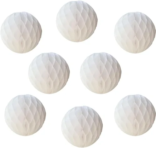 Vista 10 de 8 bolas de papel de panal de 8 pulgadas, bolas decorativas de panal de abeja, pompones de papel, bolas de flores, bolas colgantes de arte