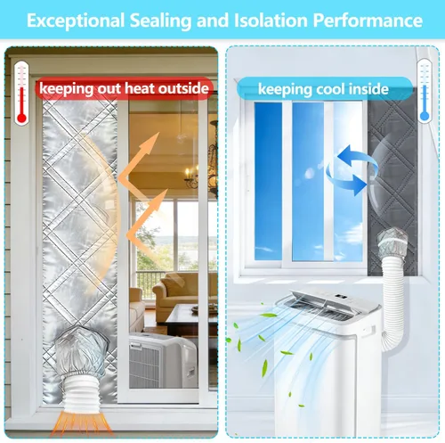 Vista 5 de Kit de ventana de aire acondicionado portátil resistente de 40 pulgadas, protector térmico de papel de aluminio reflectante, 100% opaco e