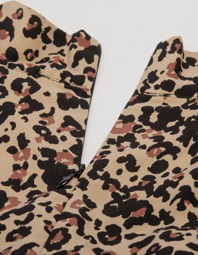 Vista 7 de GRACE KARIN Vestido de manga larga con cuello en V y estampado de leopardo para mujer