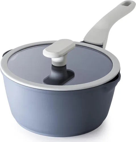 Vista 28 de PRICUSIS Cacerola antiadherente de cerámica con tapa, olla no tóxica de 1.3 cuartos de galón con boquillas de vertido, totalmente revestida, 100%
