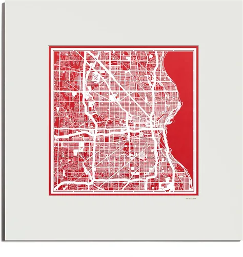 Vista 165 de O3 Design Studio San Diego, CA Paper Cut Map Matted Grey 20x20 in Paper Art