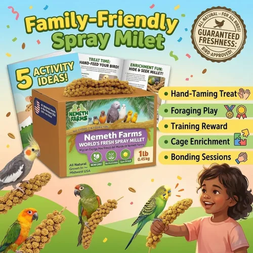 Vista 4 de Nemeth Farms Spray Millet - Tapas comestibles solamente, sin OMG y secado al sol, 1 libra para periquitos, canarios y pinzones