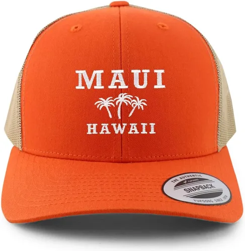 Vista 3 de Trendy Apparel Shop Maui Hawaii - Gorra de malla retro bordada con palmera