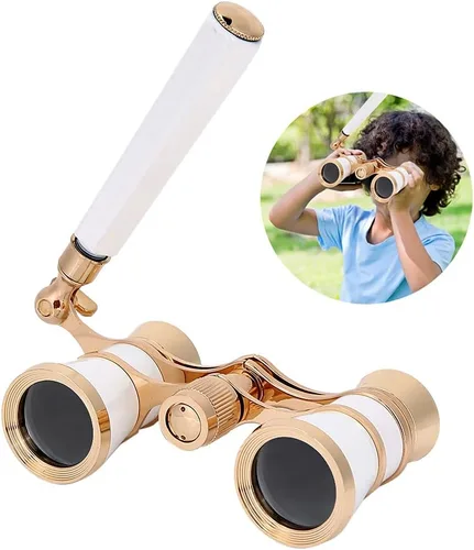 Vista 5 de Lentes binoculares de ópera para telescopio, 3 x 25, mini gafas de teatro portátiles con transporte, binoculares de teatro compacto con mango