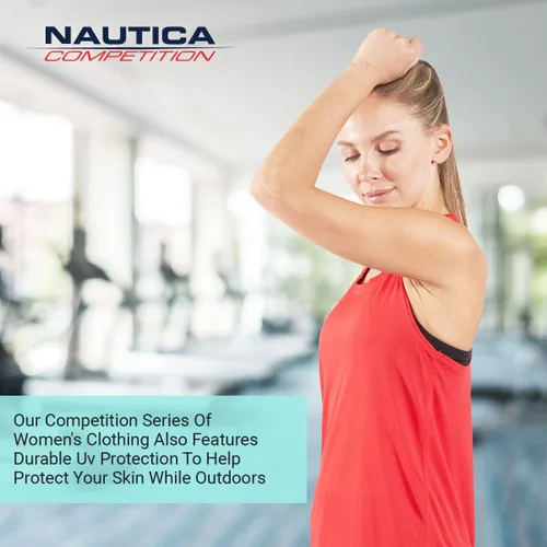 Vista 7 de Nautica Paquete de 3 camisetas sin mangas de entrenamiento para mujer, atléticas activas, gimnasio, entrenamiento, correr, ejercicio, yoga, tela