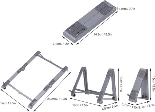 Vista 9 de Foldable Laptop Stand, Portable Multi Height Adjustable Ergonomic Laptop Stand for Mobile Phone Tablet Laptop Aluminum Alloy Silicone (Grey)