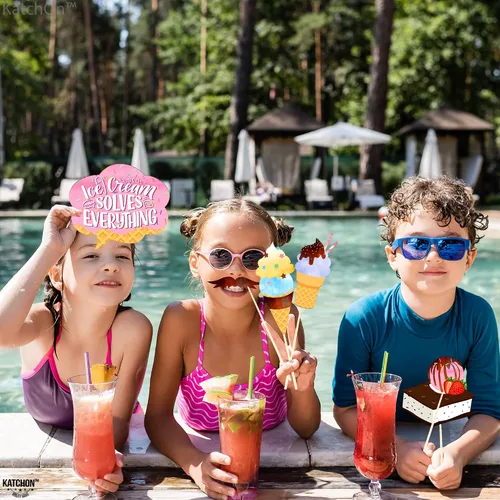 Vista 7 de KatchOn, Accesorios para cabina de fotos de helados – Paquete de 31 Accesorios de fotos de helados para decoraciones de fiesta de helado