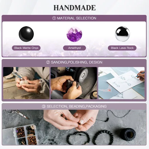 Vista 40 de Triple Protection Bracelet - for Protect & Balance - Energy Crystal Handmade Bracelets for Men Women