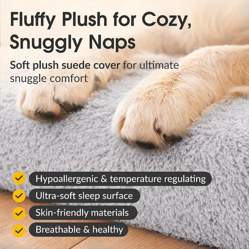 Vista 14 de KOPEKS Cama ortopédica de espuma viscoelástica para perros de 7 pulgadas de grosor, cama extragrande para perros con almohada, color marrón, 50 x 34