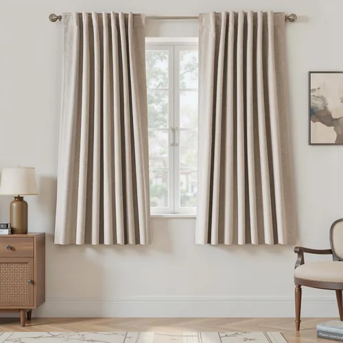Vista 20 de UHITECH Cortinas cortas de lino de 24 pulgadas de largo para ventanas pequeñas de granja, cortinas opacas modernas para sala de estar, pestañas