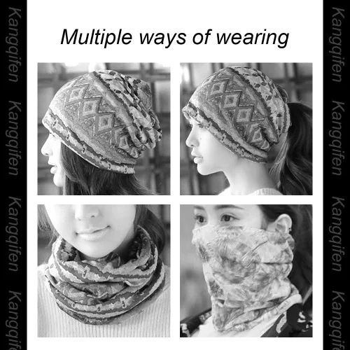 Vista 4 de Gorro de punto a rayas multifunción para mujeres y hombres