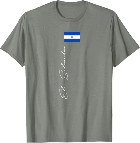 Vista 25 de Camiseta patriótica con bandera de El Salvador, Negro
