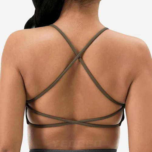 Vista 4 de YEOREO Pearl - Brasier deportivo para mujer, con tirantes cruzados, espalda cruzada, espalda descubierta, extraíble, acolchado, para yoga