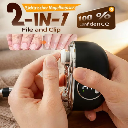 Vista 2 de Cortaúñas eléctrico automático, recortador de uñas eléctrico 3 en 1 con luz LED, diseño mejorado de doble hoja, molinillo de uñas eléctrico