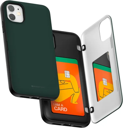 Vista 12 de Carcasa Goospery tipo cartera para iPhone 11, con funda para tarjetas, carcasa de teléfono con protección dual con capa antigolpes, IP11-MDB