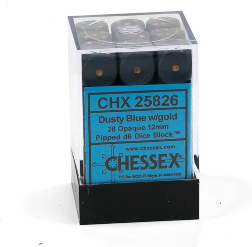 Vista 2 de DND - Juego de dados Chessex D&D de 0.472 in, juego de dados poliédricos de plástico opacos color azul polvoriento y cobre, dados de mazmorras
