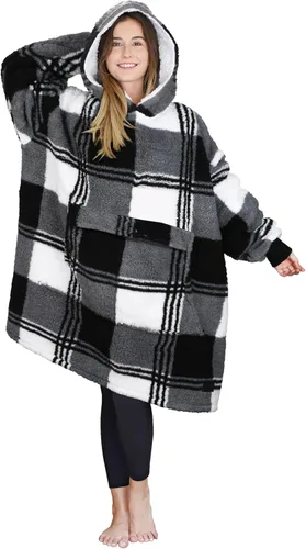 Vista 53 de Tirrinia - Sudadera con capucha de gran tamaño, manta de sherpa cómoda, reversible, gigante, para adultos, hombres, mujeres, adolescentes, esposa