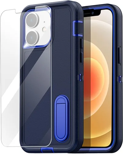 Vista 14 de AICase Funda para iPhone 12/12 Pro con soporte integrado con protector de pantalla de vidrio + lente de cámara, resistente protección contra caídas