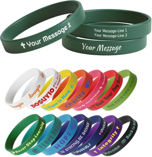 Vista 12 de Custom Rubber Bracelets – 0.5” Wide Personalized Silicone Wristbands for Parties, Awareness, Events & Celebrations