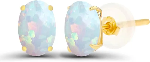 Vista 26 de Aretes ovalados de plata de ley 925 maciza chapados en oro de 0.236 x 0.157 pulgadas con piedra natal genuina para mujer Aretes de tuerca Amatista