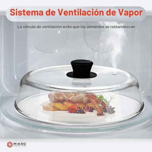 Vista 5 de Cubierta de vidrio para salpicaduras de microondas para plato de alimentos, resistente protector de salpicaduras de vidrio de borosilicato