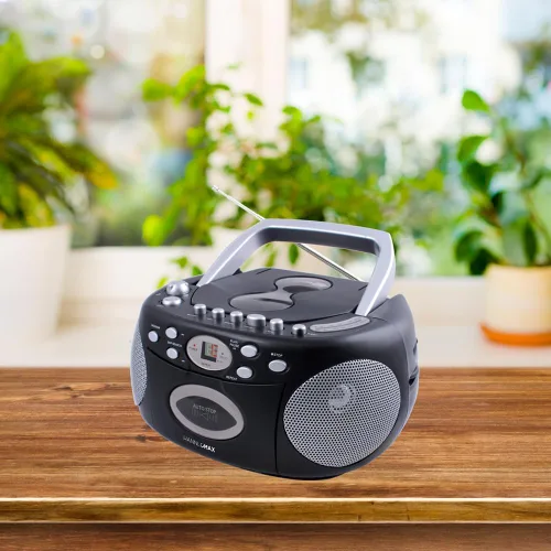Vista 4 de HANNLOMAX HX-323CD Reproductor de CD portátil, radio AM/FM, grabadora de cassette, grabaciones de CD o radio, conector para auriculares, fuente