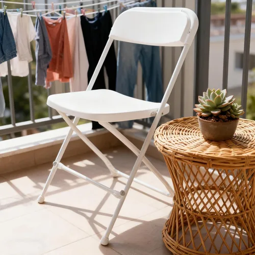 Vista 9 de Heavy-Duty Folding Chairs 10 Pack, White, Commercial Grade Steel Frame & Durable Plastic Seat, 350-lb Static Capacity, Foldable and Stackable for
