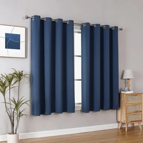 Vista 142 de ChrisDowa - Cortinas cortas para ventana de 40 pulgadas para dormitorio - Cortinas cortas con ojales y aislamiento térmico para oscurecer