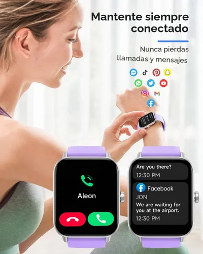 Vista 6 de TOOBUR Reloj inteligente para mujer con Alexa integrado, 1.8 pulgadas, compatible con Android iOS, responder y hacer llamadas, contador de pasos