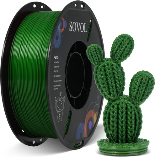 Vista 19 de Sovol Materiales de impresión 3D del filamento 5.74 ft m 2.2 lbs de PETG de Alta precisión, fuerte dureza, tensión de cableado, precisión Verde