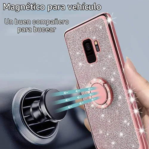 Vista 6 de Funda para Samsung Galaxy S9, Galaxy S9 para mujer, con purpurina, suave, elegante, transparente, TPU de lujo, linda funda protectora con correa