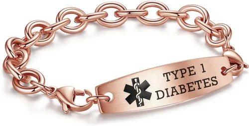 Vista 34 de LinnaLove Pulseras de identificación médica intercambiables Cadena de cable de acero inoxidable pulseras de alerta médica personalizables