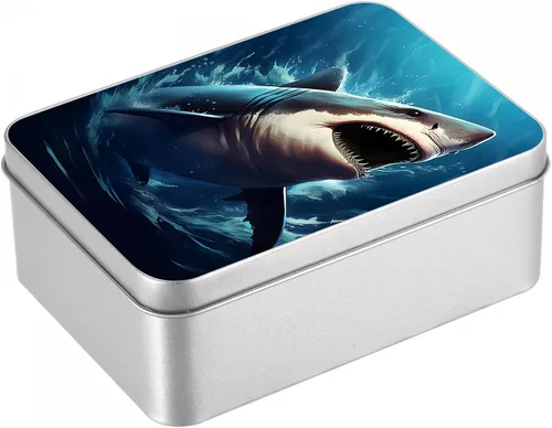 Vista 24 de Caja de lata de metal con tapa, contenedor de almacenamiento rectangular vacío de hojalata, estuche de lata portátil ligero para manualidades