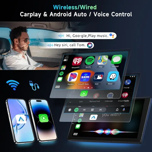 Vista 4 de Podofo 8 Core 8G+128G Android Radio de coche estéreo para Honda Accord 7th 2003-2007 con Carplay inalámbrico Android Auto, pantalla táctil QLED