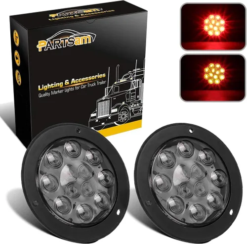 Vista 9 de Partsam - Luces traseras ledes redondas para remolque (4 pulgadas), Blanco