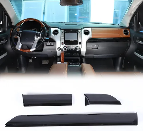 Vista 11 de Panel de instrumentos de control central de ABS, panel decorativo para Toyota Tundra 2014-2021, posición de conducción, ajuste lateral, 3 piezas