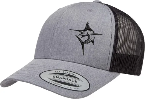 Vista 29 de Embroidered Swordfish Trucker Hat for Men & Women – Adjustable Mesh Back Snapback Baseball Cap for Fishing Negro-swwt