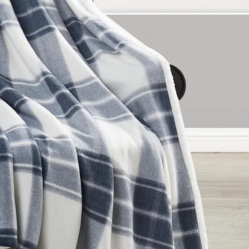 Vista 4 de Cannon Cozy Teddy - Manta de poliéster azul y crema, 1 pieza, 50 x 70 pulgadas, a cuadros, 100% poliéster, para hombres y mujeres, certificado