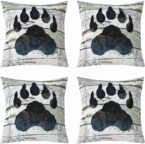 Vista 10 de Paquete de 4 fundas de cojín de oso con alce de 16 x 16 pulgadas, alfombra de reno, diseño geométrico de búfalo a cuadros con diseño de enrejado