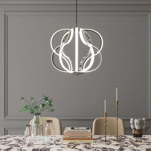 Vista 2 de Candelabro LED moderno con diseño acrílico, ajustable, fácil de instalar, adecuado para comedor, sala de estar, dormitorio, cocina y pasillo