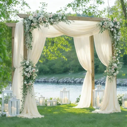 Vista 39 de Cortinas de telón de fondo transparentes para arco de boda de 28 pulgadas x 19 pies Negro