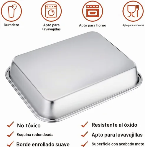 Vista 8 de Bandeja para galletas, tostadora de acero inoxidable resistente, borde profundo, acabado de espejo superior, apto para lavavajillas