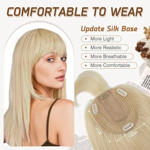 Vista 57 de Rich Choices Pelucas con topper de cabello para mujeres, cabello humano real 100% Remy, sin flequillo, para mujeres con adelgazamiento en la parte
