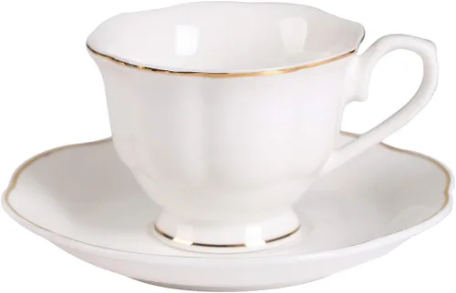 Vista 5 de Guangyang Juego de 12 tazas y platillos de porcelana fina de 2.5 onzas, juego de 6 tazas de café turco para doble color blanco espresso con ribete