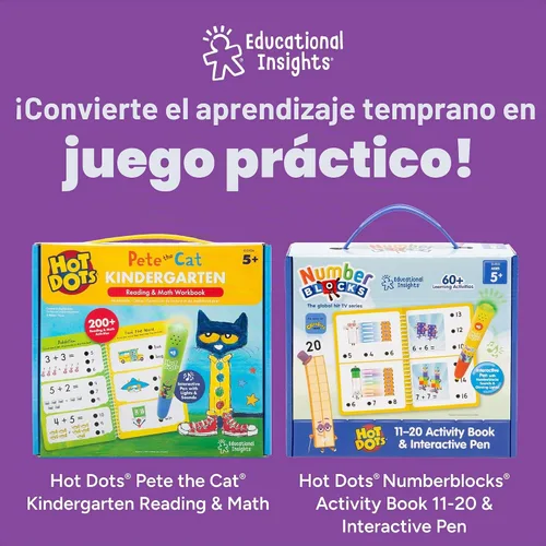 Vista 6 de Educational Insights - juguete para aprender a leer Hot Dots Jr. Let's Master Kindergarten con pluma con forma de "Ace" el perro parlante.