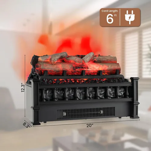 Vista 3 de COSTWAY Juego de troncos para chimenea eléctrica de 20 pulgadas con llama