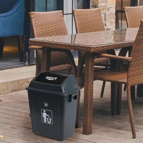 Vista 7 de Readsky Cubo de basura de plástico de 6 galones, tapa oscilante, cubo de basura oscilante, 4 paquetes, gris